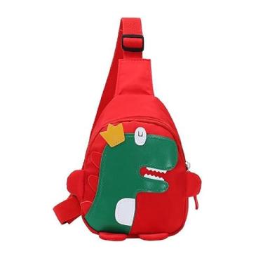 Imagem de Hiflyer Bolsa tiracolo infantil, bolsa tiracolo pequena de nylon para crianças, bolsa de viagem para crianças, bolsa tiracolo de dinossauro para crianças, Vermelho, Small, Dinossauro