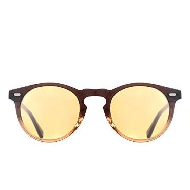 Imagem de EAREADA Óculos de sol redondos vintage ERD para homens, armação polarizada para mulheres, óculos grandes UV400, Armação gradual-mel/lente amarela (visão noturna), 47