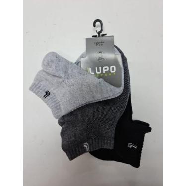 Imagem de Kit 3 Pares de Meia Soquete Cano Baixo Unissex Lupo 3225 Cinza,Chumbo 