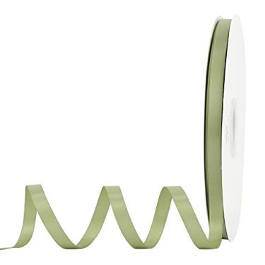 Imagem de MEEDEE Fita verde oliva fita de cetim dupla face 100 metros a granel fitas verdes finas para embrulho de presente, casamento, artesanato, confecção de cartões, decoração de lembrancinhas