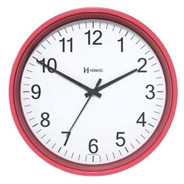 Imagem de Relógio De Parede Preto 22 Cm Herweg Tictac 6101 Vermelho - Vermelho