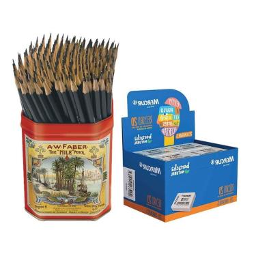 Imagem de Kit Caixa de Lápis de Escrever 12055M e Caixa de Borracha Mercur - Faber Castell