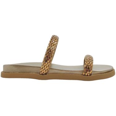 Imagem de Tamanco Feminino Papete Casual Dia a Dia Passeio Tiras em Strass Conforto Via Marte 107-010