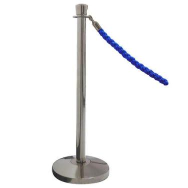 Imagem de Pedestal Separador Organizador de Fluxo Cromado com Cordão AZUL - Mich