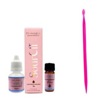 Imagem de Kit Designer Henna Sourcil Sobrancelha Vegana e Palito Magico Dosador,