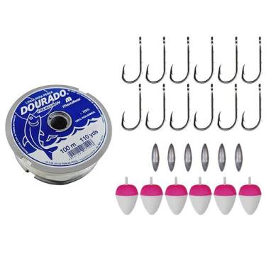 Imagem de Kit de pesca para lambari com anzol linha boia e chumbo - BellaPesca