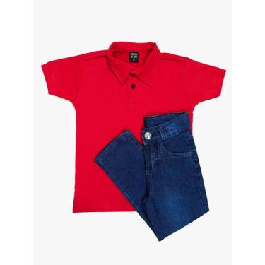 Imagem de Kit calça jeans e Polo Malha Piquet Infantil . - Maximus, Kit 6, 10