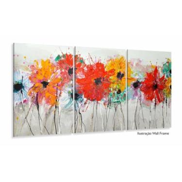 Imagem de Quadro Decorativo Flores Abstrato Mosaico 120x60 sala quarto - Wall Fr