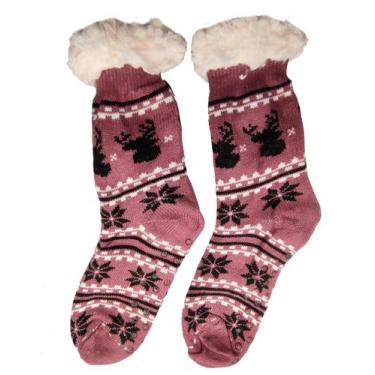 Imagem de kit 2 Meias Térmica Feminina de Lã Quentinha Inverno Forrada Pelinho a