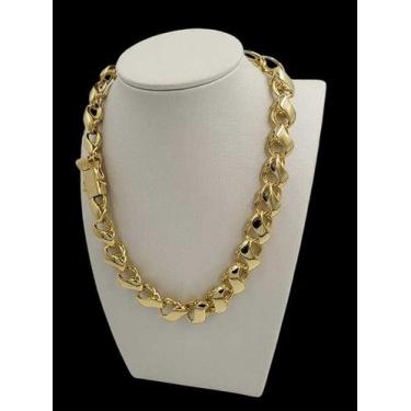 Imagem de Cordão 12mm friso s feminino - banhado a ouro 18k - Tojoia18K, 45cm