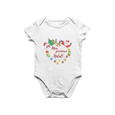 Imagem de Body Bebê Infantil Meu Primeiro Natal Frase Roupinha Branca - Del Fran
