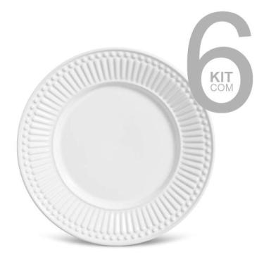 Imagem de Jogo com 6 Pratos para Sobremesa Roma Branco - PORTO BRASIL, BRANCO