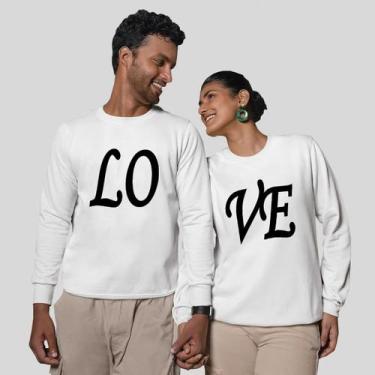 Imagem de Kit 2 Blusas Frio Moletom Careca Sem Capuz Casal Namorados Amor - MP M