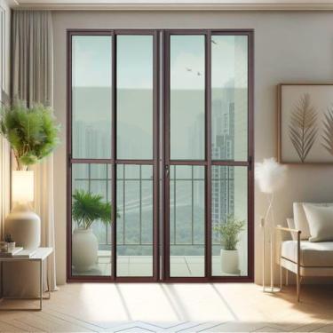 Imagem de Porta de Correr 4 Folhas Moveis 210 X 200 Elite com Fechadura Tetra Vi