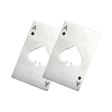 Imagem de Kit 2 Abridor De Garrafa Cerveja Carta Baralho As Espadas Aço Inox Met