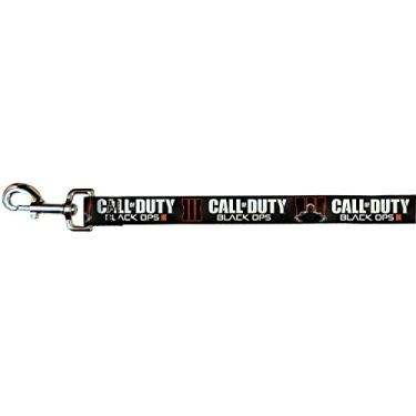 Imagem de Coleira para cães com logotipo Molten Trey de Call of Duty Soldado Molten Trey preto branco laranja 1,2 m de comprimento 3,8 cm de largura