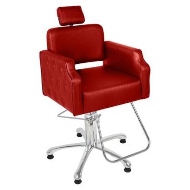 Imagem de Cadeira Cabeleireiro Paris - Encosto Fixo - CC&S, Vermelho