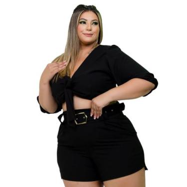 Imagem de Conjunto Plus Size Cropped Amarrar Short + Cinto Veste 48 52 0139 - Be