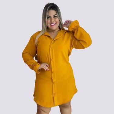 Imagem de Vestido Chemise Plus Size Camisa Manga Longa de Botões 0250 - Bellucy 