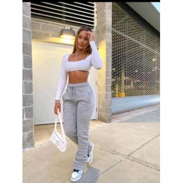 Imagem de Blusa top cropped manga longa suplex frente dupla. - ALB/ESL, Branco, 