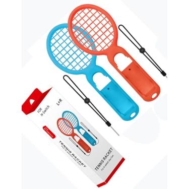 Imagem de Tennis Rackets, Compatible with Nintendo Switch Joy-Con Controllers (L)/(R) - Blue/Red, Set of 2，with Lanyard - Sport Game Accessories