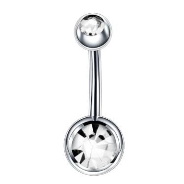 Imagem de Decentraland 1 peça de zircão branco 1,6 mm (14G) piercing de umbigo piercing corporal halteres piercing joias aço cirúrgico aço inoxidável 10 mm, 1.6mm(14G),L-10mm, Aço inoxidável, Zirconita