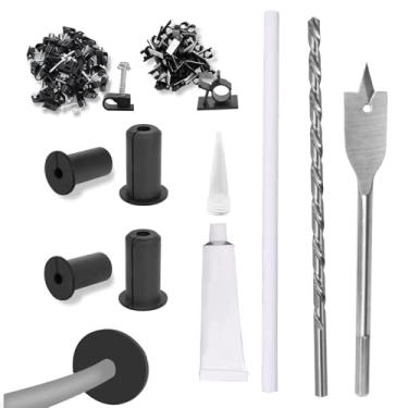 Imagem de Kit de roteamento de cabos Starlink, acessórios de ilhós de cabo Starlink de 0,9 cm para kit de montagem de passagem de cabo de parede, com broca de pá de 0,9 cm, broca longa e pontas de fios de