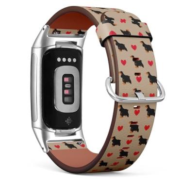 Imagem de Pulseira de couro de substituição para relógio Fitbit Charge 5/Fitbit Charge 6 (Cocker Spaniel Dog) Pulseira para Smartwatch para mulheres e homens