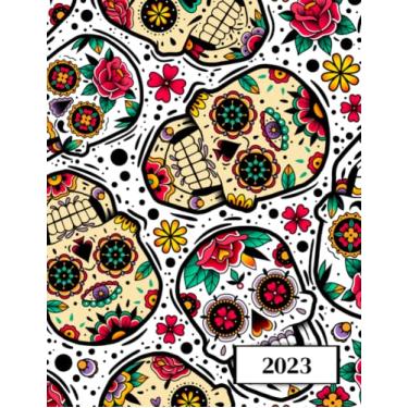 Imagem de 2023: Agenda semainier au format A4 - Année civile (Janvier à Décembre 2023) - Intervalles d'1h (7h-22h) - Contacts, jours fériés, mots de passe, ... - Une semaine sur deux pages