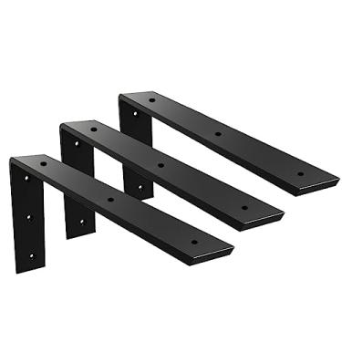Imagem de Walwe Suporte De Bancada, Pacote Com 3 Unidades, 14", Resistente, 3/8" De Espessura, Suporte De Bancada Em Granito Preto, 14" X 6" X 2,5" De Prateleira, Suporte Em L, Corbels De Lareira Para Bancadas