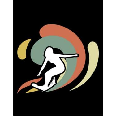 Imagem de Surfer Girl Surfer Girl Vintage Style Wave: Notebook 8.5"x11"