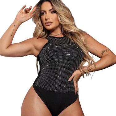 Imagem de Body Feminino Blusa Regata Com Brilho Strass Luxo Novidade - Propria, 