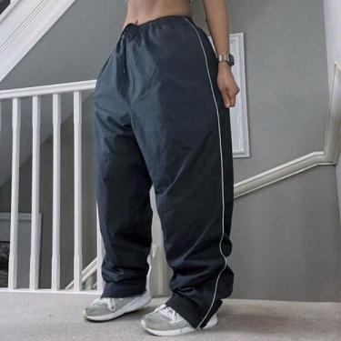 Imagem de Calça Reta Skate em Tecido Tactel com Listra Branca - lush!, Preto, GG