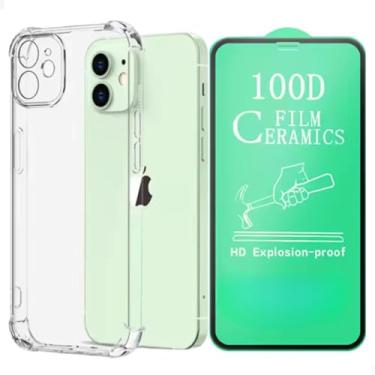 Imagem de [GL CASES] Capa iPhone 14 Plus Capinha 14 Plus Anti Impacto Case De Silicone Transparente Flexível Proteção Câmera + Película Apple iPhone 14 Plus Para Tela Cerâmica QUE NÃO QUEBRA Cobertura Total