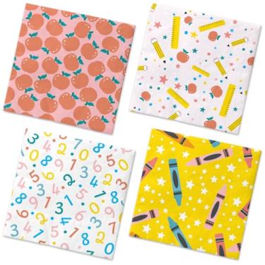 Imagem de Guardanapos de volta às aulas - régua de tema escolar guardanapos de papel alfabeto maçã primeiro e último dia de escola pré-escola decoração de formatura do jardim de infância