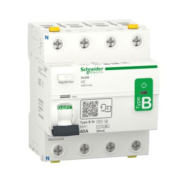 Imagem de Interruptor DR 3P+N 40A/30mA AC 400V B-SI A9Z61440 – Schneider