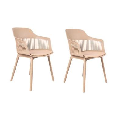 Imagem de Kit 02 Cadeiras Estofada Jantar Cozinha Marcela Nude - Ecommbraz
