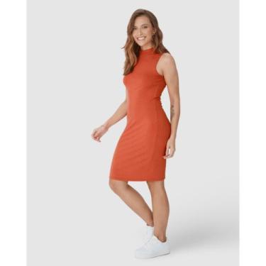 Imagem de Vestido Manga Curta Canelado Viscose Malwee Ref. 102421, Laranja escur