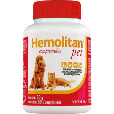 Imagem de Hemolitan Pet com 30 Comprimidos Vetnil - 30 g