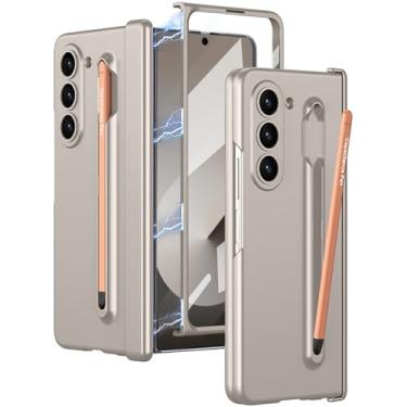 Imagem de NINKI Capa para Samsung Galaxy Z Fold 6 com suporte para caneta S e caneta S fina, capa protetora de tela com dobradiça magnética para Samsung Z Fold 6 com slot Stylus cinza titânio