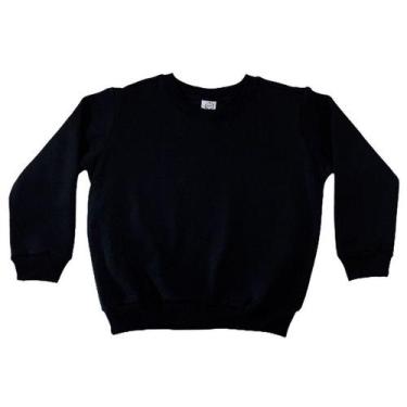 Imagem de Blusa Moletom Juvenil Flanelado Preto Punho Basico Infantil  Menino Me