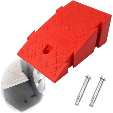 Imagem de Rampa para cadeira de rodas e scooter de mobilidade, rampa de calçada para altura de subida de 19 cm, rampa de limite de plástico resistente - 7,5 de altura, vermelho, H: 19 cm/7,5"
