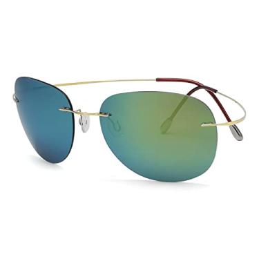 Imagem de Óculos de sol polarizados com armação de titânio sem aro Eyekepper, Aviator Gold Frame, One Size