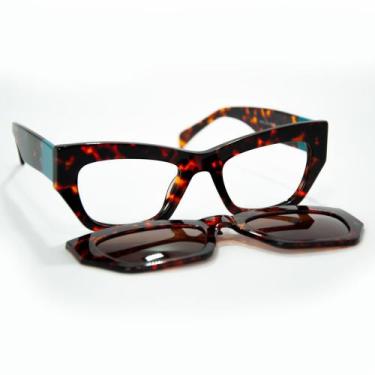 Imagem de Armação para Óculos de Grau / Sol Feminino Clip-on Solar Removível - R