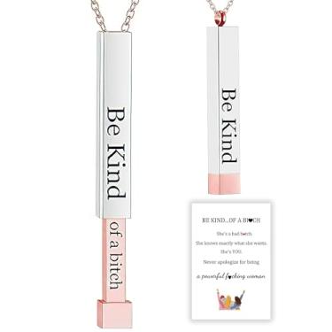 Imagem de Be Kind Of A B Colares para mulheres, colar de mensagem oculta, presente de joias da amizade das irmãs da irmandade para melhores amigas, pingente de tubo quadrado com alça de mensagem oculta,