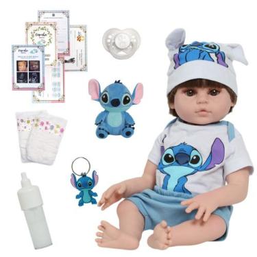 Imagem de Bebê Reborn Masculino Corpo de Vinil Cabelo Castanho Fofo - Cegonha Re