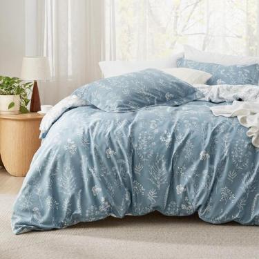 Imagem de Capa de edredon Bedsure King Size reversível azul mineral