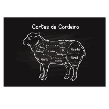 Imagem de Placa Decorativa Churrasco Cortes Brasileiros de Cordeiro 20x30cm - Qu