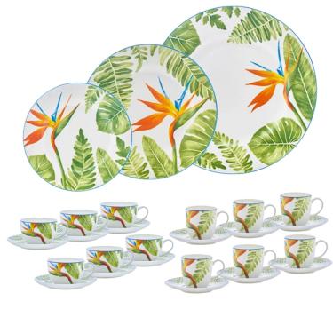 Imagem de Aparelho de Jantar Chá e Café Royal Fine China Hidden Paradise 42 Peças.