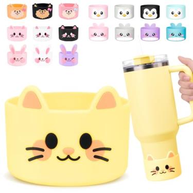 Imagem de Tizuxa Para Stanley Boot, bota de silicone de gato fofo para Stanley Cup 1,134 g Quencher Adventure Tumbler, bota de garrafa de água para Stanley Iceflow 20 850 g, Stanley Cup botas acessórios capa